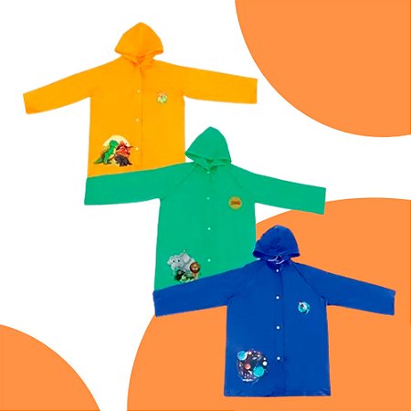 Capa De Chuva Infantil P/ Crianças Tamanho G Com Touca Boys - Sortidos