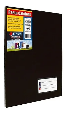 Pasta Catálogo Preta com 25 Plásticos Chies
