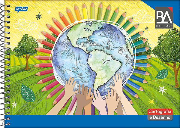 CADERNO ESPIRAL CAPA FLEXÍVEL CARTOGRAFIA 48FLS BASIC ART