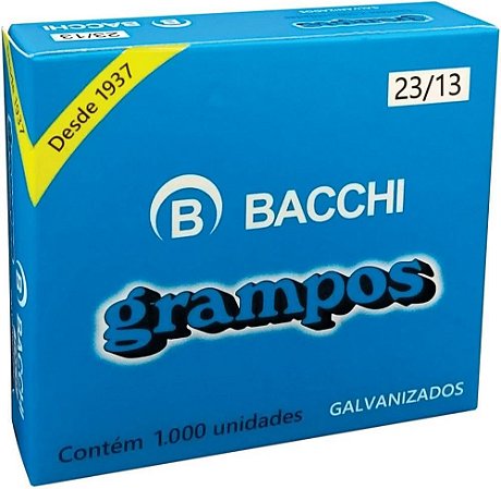 Grampo para Grampeador, Bacchi, 23/13, Galvanizado, 1000 Grampos