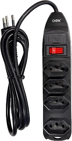 Filtro de Linha 4 Tomadas Bivolt - TM 102 Preto OEX