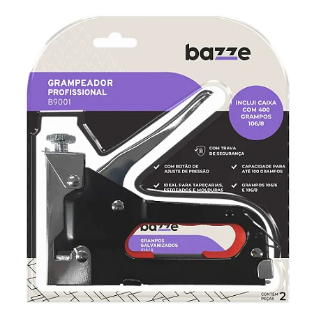 Grampeador Tapeceiro Profissional B9001 - 106/8 - c/400 grampos Bazze