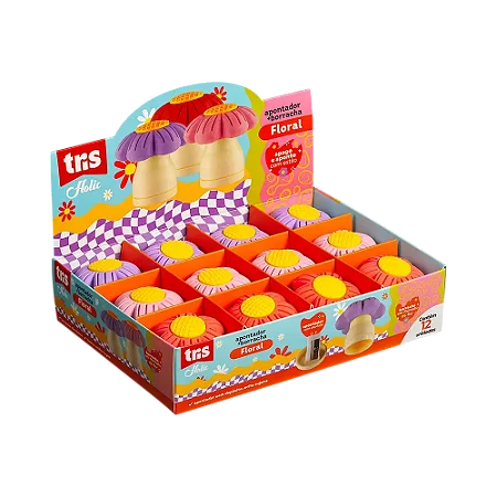 Apontador com Depósito + Borracha Floral Holic Dopamina - Tris - Unidade