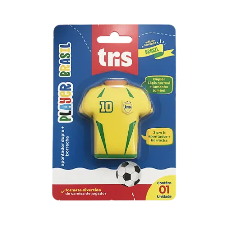 Apontador Duplo com Depósito + Borracha Player Brasil Cart C/1 un -Tris