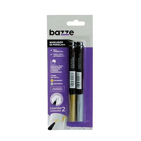 Marcador de Porcelana Dourado e Prata Cartela C/2 un - Bazze