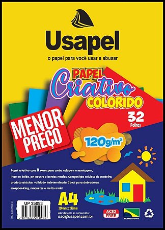 Papel Criativo 8 Cores 32fls A4 120g/m² - Usapel