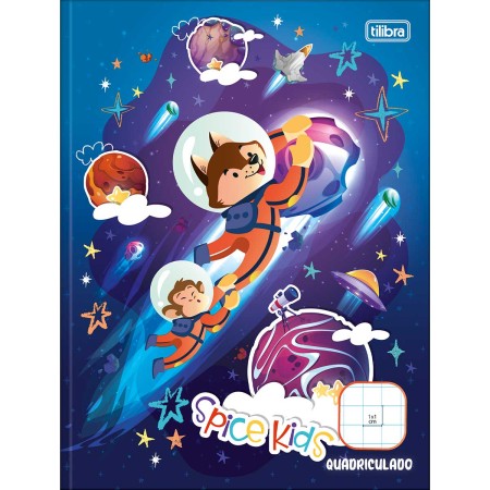 Caderno Quadriculado 1x1 cm Brochura Capa Dura Spice Kids 40 Folhas