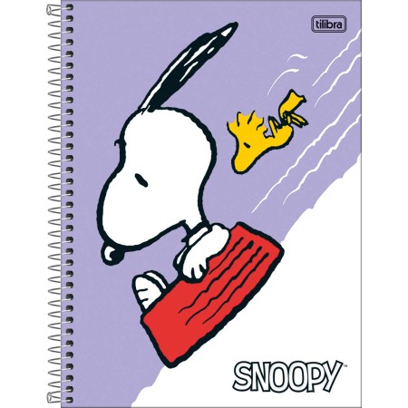 Caderno Espiral Capa Dura Universitário 10 Matérias Snoopy Fit 160 Folhas