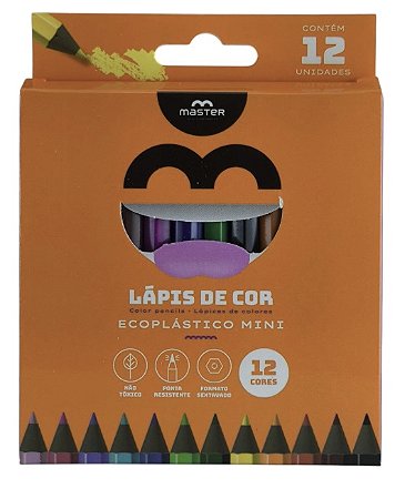 Mini Lápis de Cor com 12 cores Master