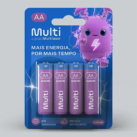 Pilha Alcalina AA Com 4 Unidades Multi - PA001