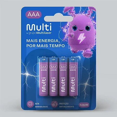 Pilha Alcalina AAA Com 4 Unidades Multi - PA002