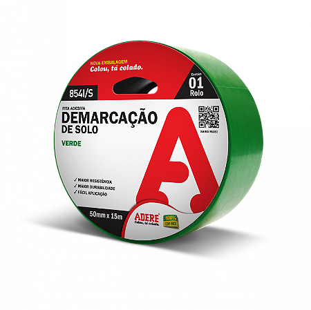 Fita De Demarcação De Solo Verde 50mm X 15m Adere