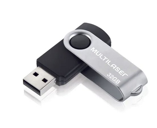 Pen Drive Multilaser Twist 2.0 32GB USB Leitura 10MB/s e Gravação 3MB/s Preto - PD589