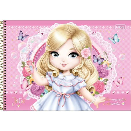 CADERNO DE CARTOGRAFIA E DESENHO ESPIRAL CAPA DURA JOLIE 80 FOLHAS