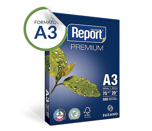 Papel A3 Report® Premium 75 g/m² Pacote 500 Folhas