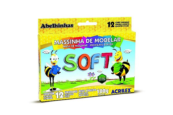 Massa de Modelar Soft 180g 12 Cores Acrilex