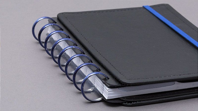 Discos e Elástico Azul Metal Caderno Inteligente