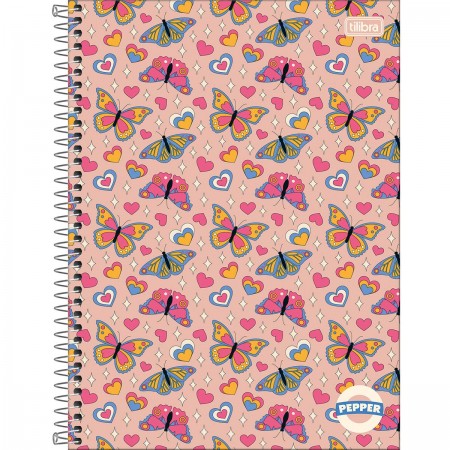 CADERNO ESPIRAL CAPA DURA UNIVERSITÁRIO 12 MATÉRIAS PEPPER FEMININO 192 FOLHAS