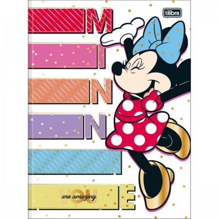 CADERNO BROCHURA CAPA DURA UNIVERSITÁRIO MINNIE 80 FOLHAS