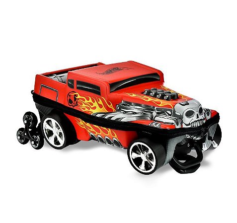 Mala Infantil Hotwheels Bone Shaker Vermelho Maxtoy Diplomata com Rodinha Tripla