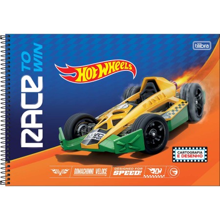 CADERNO DE CARTOGRAFIA E DESENHO ESPIRAL CAPA DURA HOT WHEELS 80 FOLHAS