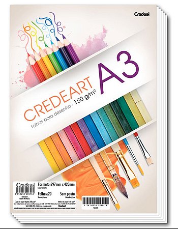 Papel Desenho A3 Branco 150g com 20 Folhas - CREDEAL