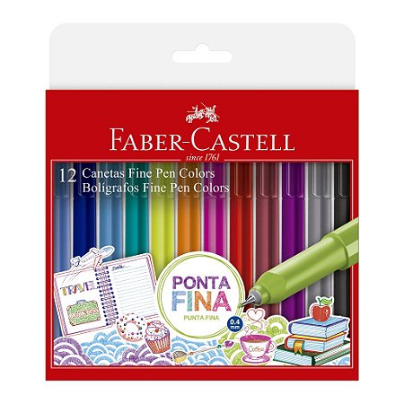 Caneta Ponta Porosa Faber-Castell Fine Pen 0.4mm Es c/ 12 Unid