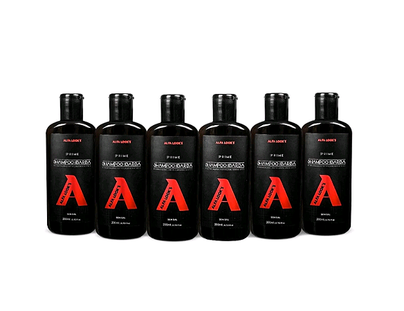 6 Unidades Shampoo para Barba Alfa Look's 200ml