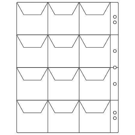 Folha Plástica Colecionador de Moedas 12 Divisões Com Aba Envelope Protetor Para Numismática