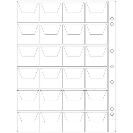Folha Plástica Colecionador de Moedas 24 Divisões Com Aba Envelope Protetor Para Numismática