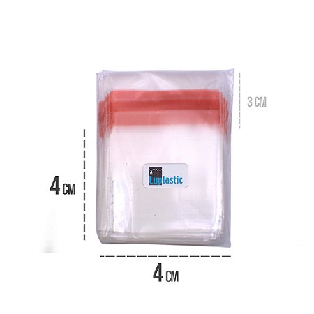 Saco Adesivado 4x4 cm Plástico BOPP Transparente Com Aba 3cm Abre e Fecha