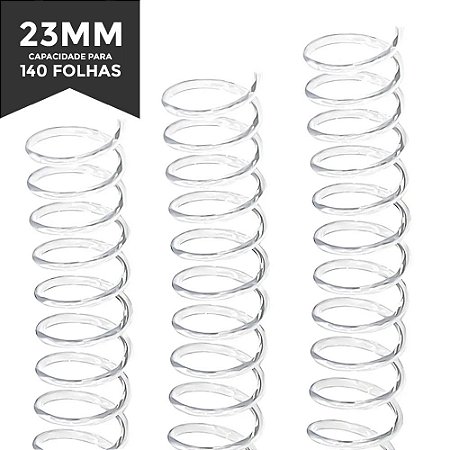 Espiral Para Encadernação 23mm Incolor Para 140 folhas Pct de 60un