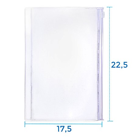 Envelope Canguru 17,5x22,5 cm Com Zíper e Cursor Para Agendas e Cadernos Cristal Transparente Liso