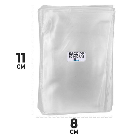 Saco Plástico 8x11 cm PP 0,08 mm Transparente Milheiro