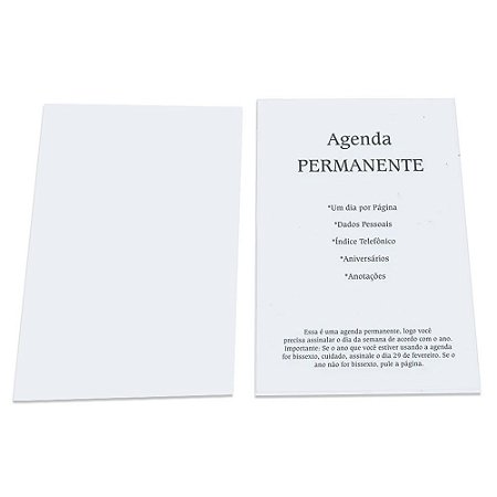 Miolo de Agenda Permanente Refilado - Modelo Preto