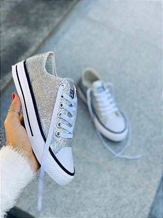 Tenis all star plataforma prata Clearance