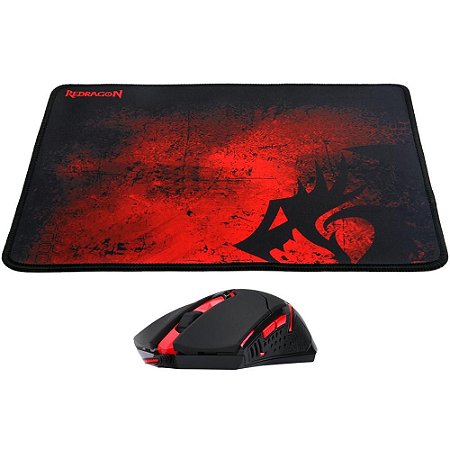 Kit Gamer Redragon  Mouse e Mouse Pad  LED Vermelho M601 -BA