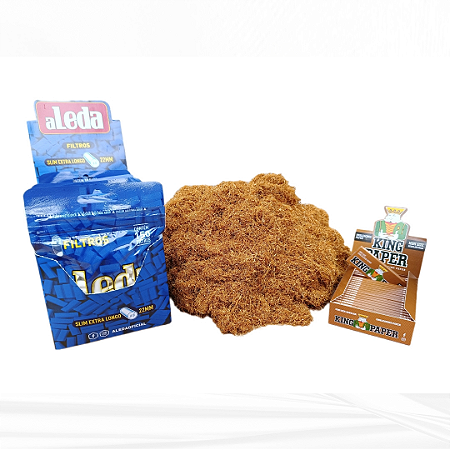 Kit - Tabaco Virgínia Natural Extra Suave Destalado + Filtros + Seda