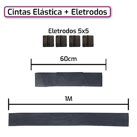 Kit Cinta Elástica Para Eletrodos Com 4 Eletrodos + 2 Cintas - MedSam
