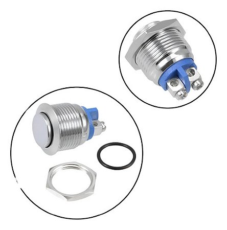 Botão Pulso 19mm Sem Trava 250v Cabeça Alta Push Button