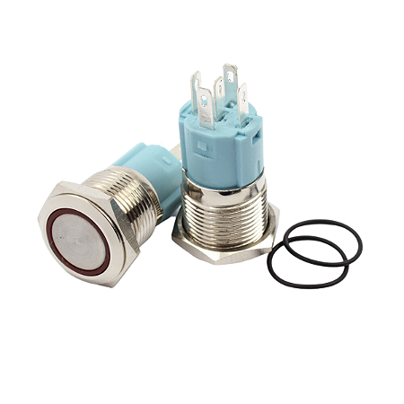 Botao Pulso 16mm LED Vermelho 110/220v Ring