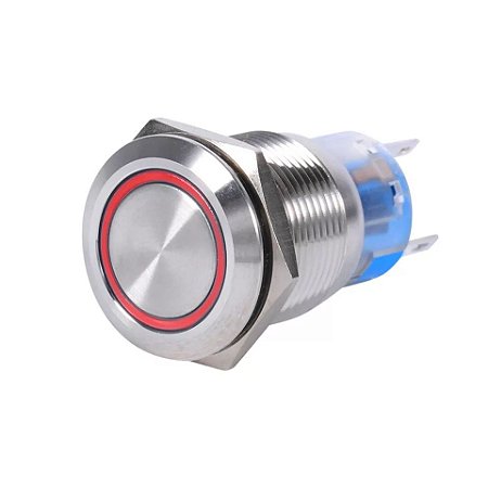 Botão Liga Desliga 19mm LED Vermelho 12/24v Com Trava ( Retenção ) Símbolo RING