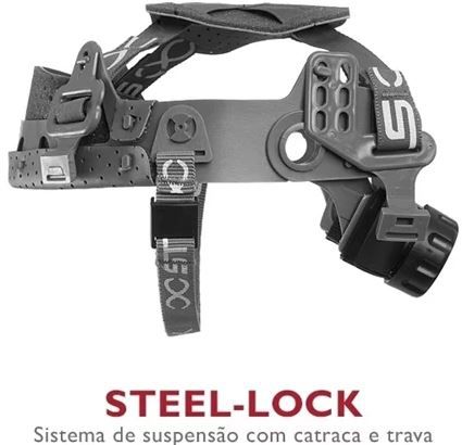 Carneira / Suspensão Steel Lock  para Casco de Capacete Turtle Steelflex com catraca e Jugular