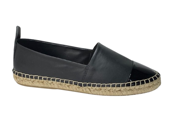 5029 Alpargata couro verniz/pelica preto - altura 17mm