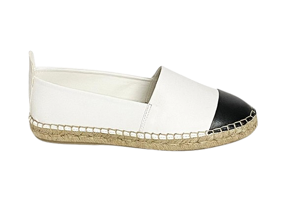 5029 Alpargata couro pelica preto/branco - altura 17mm