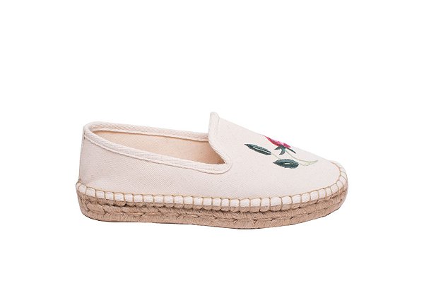 Espadrille Flowers  Tecido Natural Bordado