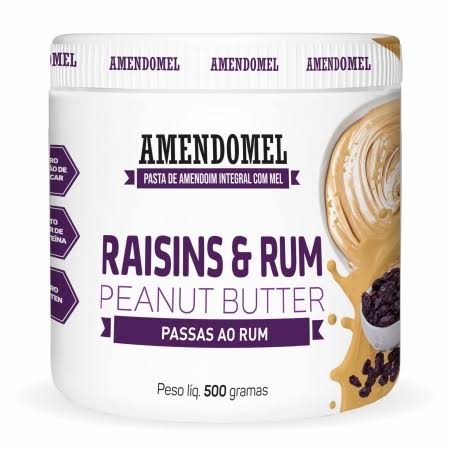 Pasta de Amendoim Chocolate Branco Passas ao Rum 500 gramas