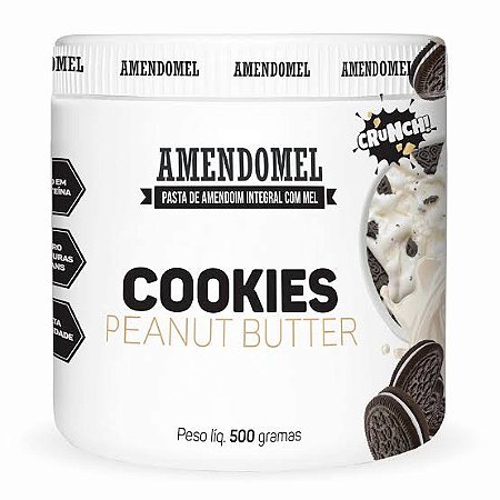 Pasta de Amendoim Amendomel Chocolate Branco com Cookies -  500G