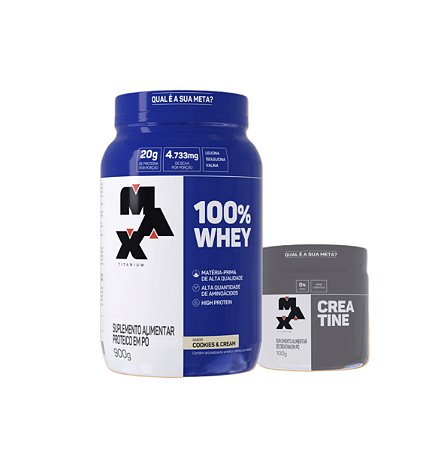 WHEY 100% CONCENTRADO | 900 G - MAX TITANIUM - BRINDE CREATINA 100 G)