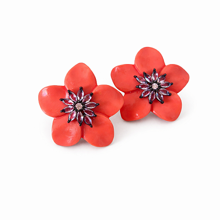 Brinco flor de baquelite ANTIALÉRGICO